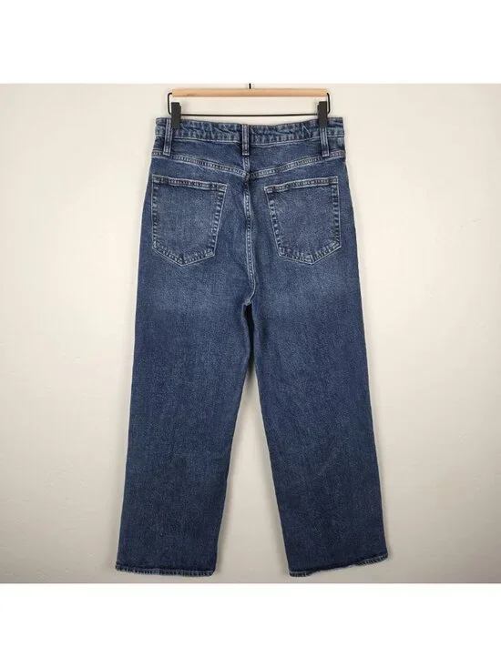 FRAME The Wide Jeans High Rise Wide Leg Ankle Rival Blue Size 31 - Picture 7 of 14